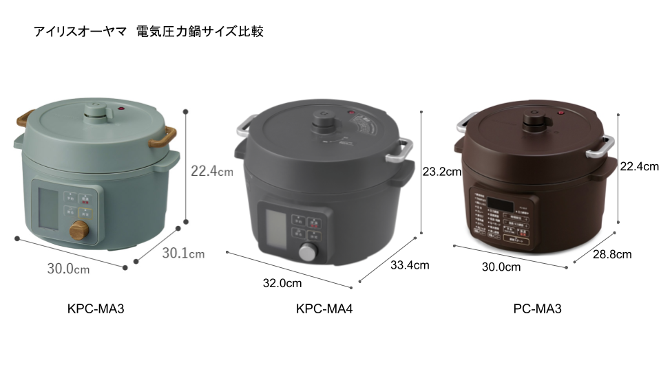 アイリスオーヤマ　電気圧力鍋
「KPC-MA3」「KPC-MA4」「PC-MA3」サイズ違い