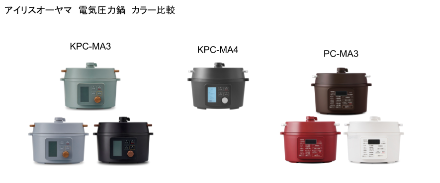 KPC-MA3　KPC-MA4　PC-MA3　カラー比較